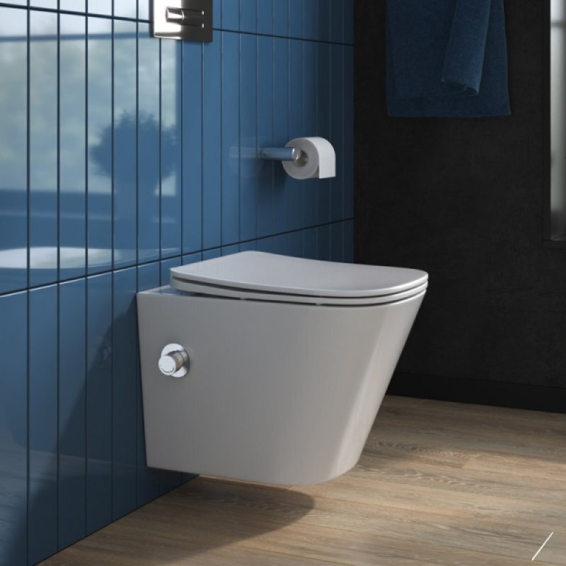 Унитаз подвесной BelBagno Due, безободковый, с функцией биде и смесителем, сиденье soft close, белый, BB3103CHR-BS/SC