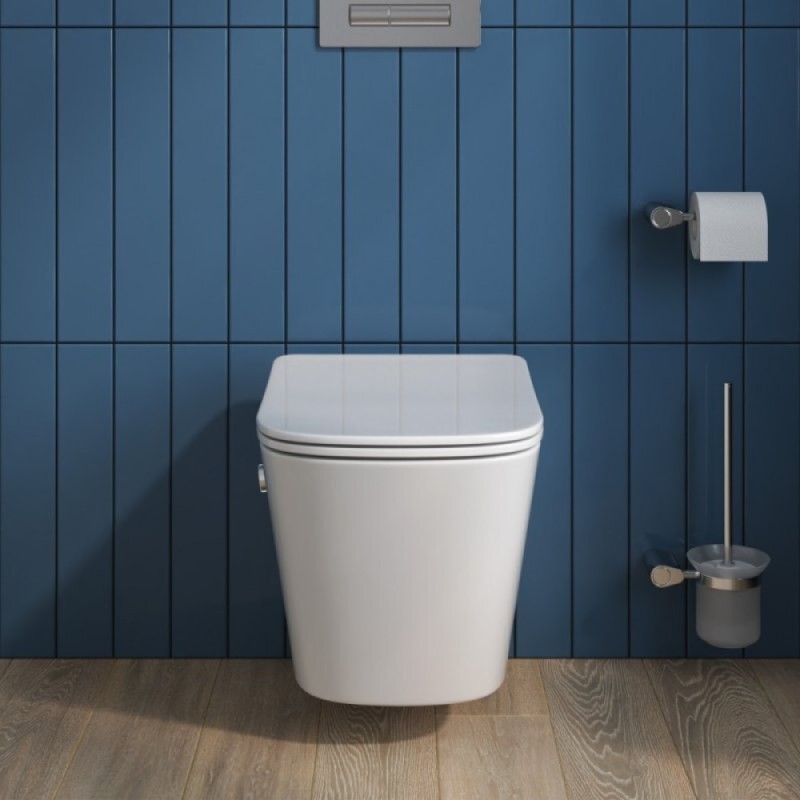 Унитаз подвесной BelBagno Due, безободковый, с функцией биде и смесителем, сиденье soft close, белый, BB3103CHR-BS/SC