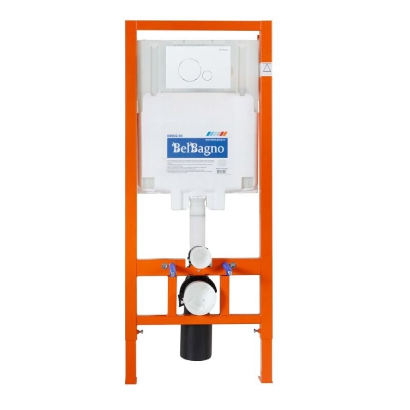 Инсталляция BelBagno с унитазом BelBagno Due BB3103CHR/SC, сиденье с микролифтом, клавиша белая круглая, комплект