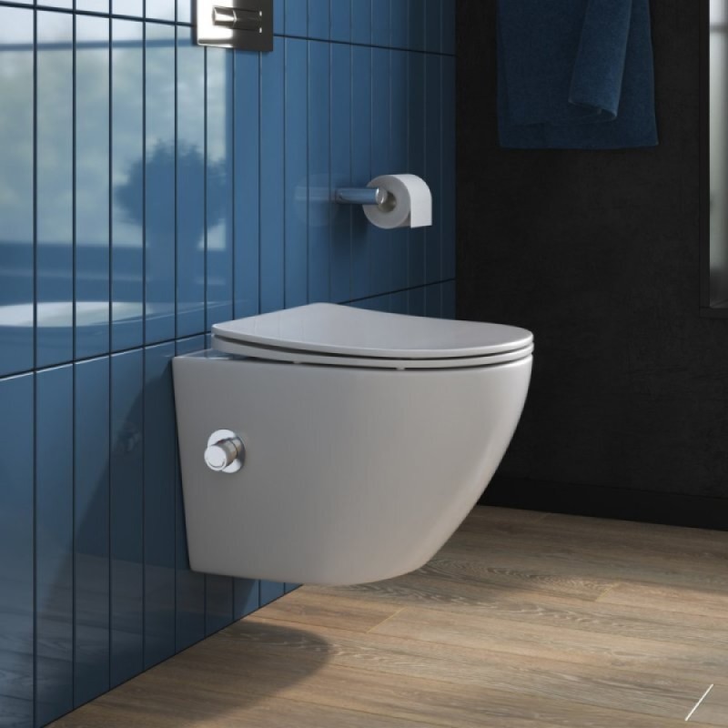 Унитаз подвесной BelBagno UNO, безободковый, с функцией биде и смесителем, сиденье soft close, белый, BB3105CHR-BS/SC