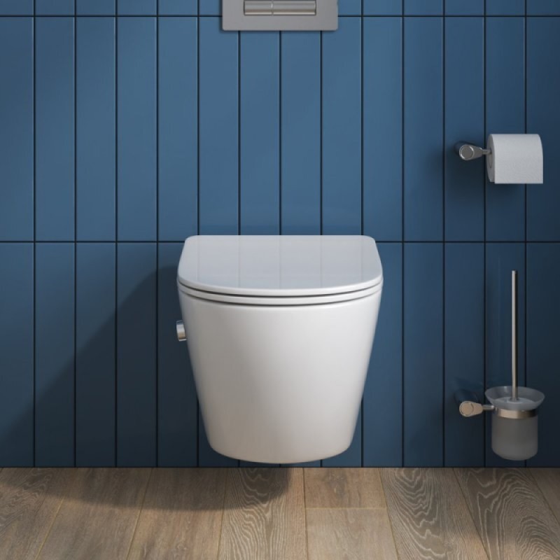 Унитаз подвесной BelBagno UNO, безободковый, с функцией биде и смесителем, сиденье soft close, белый, BB3105CHR-BS/SC