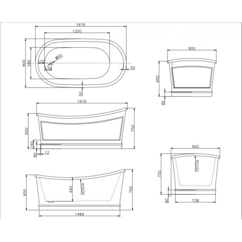 Ванна акриловая BelBagno BB32 170 х 90 см