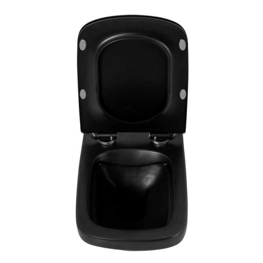 Унитаз подвесной BelBagno Sela BB3201CHR-MB безободковый, цвет черный матовый