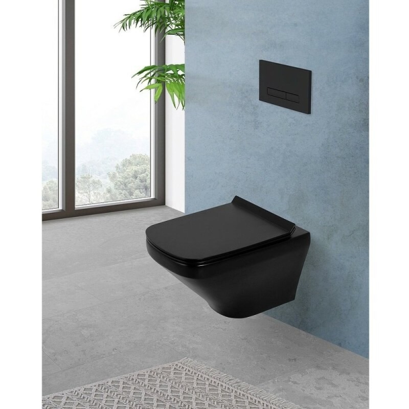 Унитаз подвесной BelBagno Sela BB3201CHR-MB безободковый, цвет черный матовый
