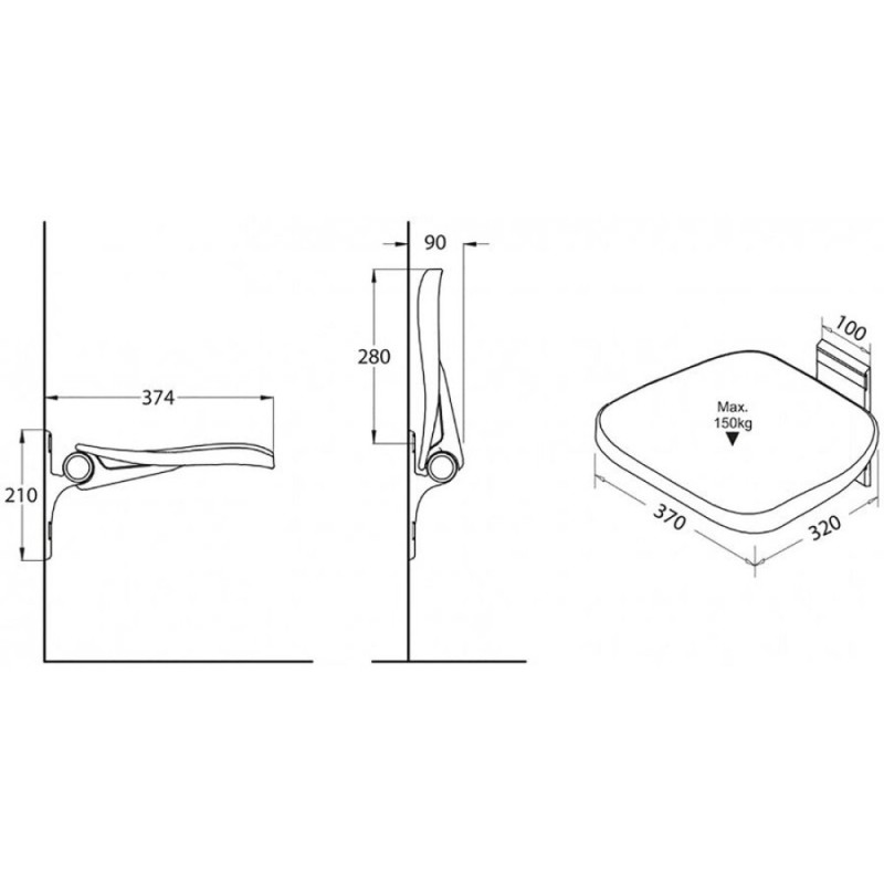 Сиденье BelBagno Cubo BB32A для душевого ограждения, откидное