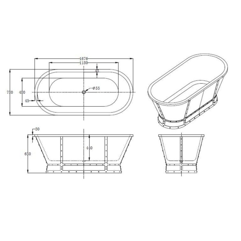 Ванна акриловая BelBagno BB35 168 x 78 x 65 см, цвет белый (bianco)