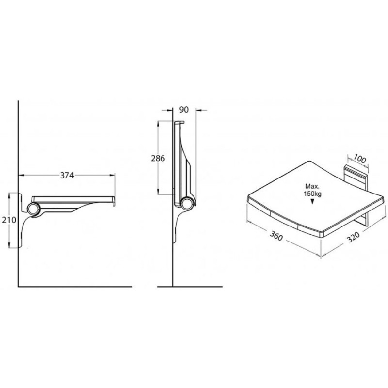 Сиденье BelBagno Cubo BB36A для душевого ограждения, откидное