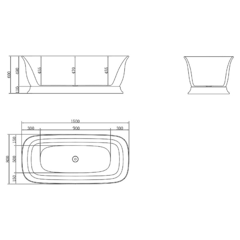 Ванна акриловая BelBagno BB400-1500-800, 150 х 80 см