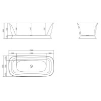 Ванна акриловая BelBagno BB400-1700-800, 170 х 80 см, слив-перелив в комплекте, белая