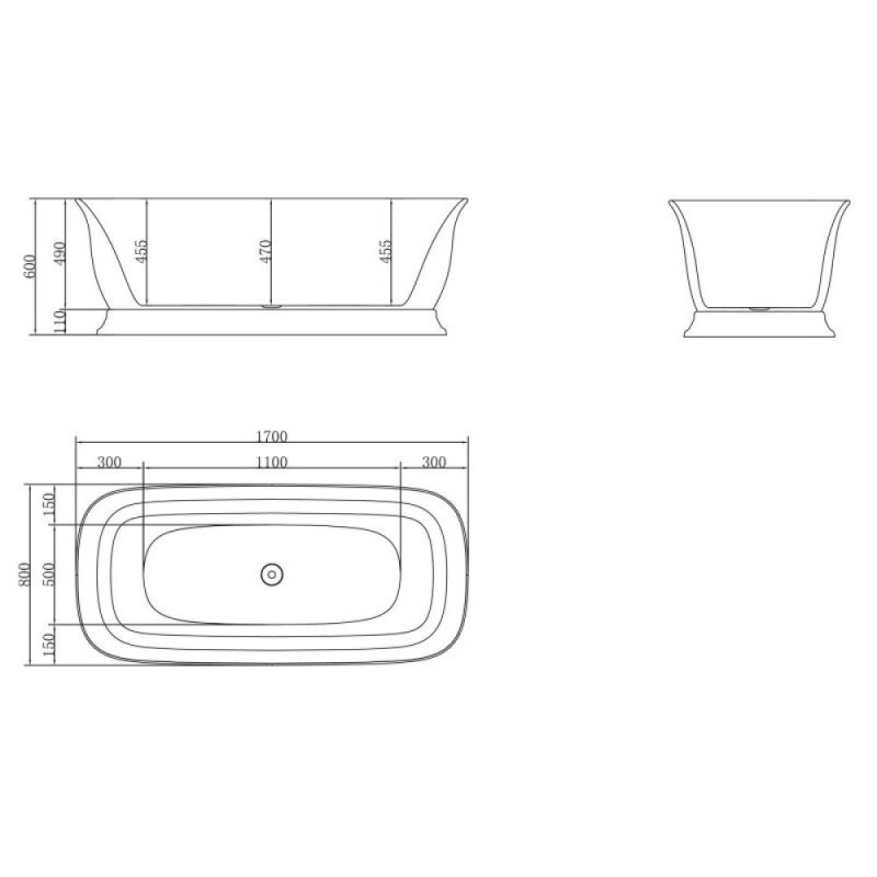 Ванна акриловая BelBagno BB400-1700-800, 170 х 80 см, слив-перелив в комплекте, белая