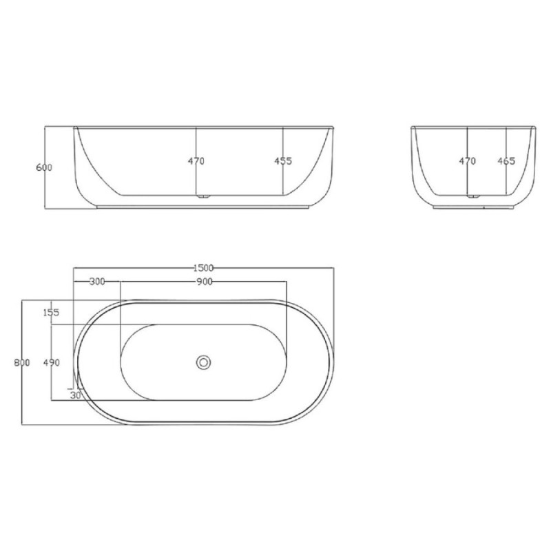 Ванна акриловая BelBagno BB401-1500-800, 150 х 80 см