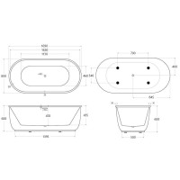 Ванна акриловая BelBagno BB401-1700-800, 170 х 80 см, слив-перелив в комплекте, белая