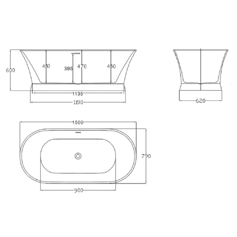 Ванна акриловая BelBagno BB402-1500-790, 150 х 80 см