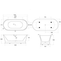Ванна акриловая BelBagno BB402-1700-790, 170 х 80 см, слив-перелив в комплекте, белая