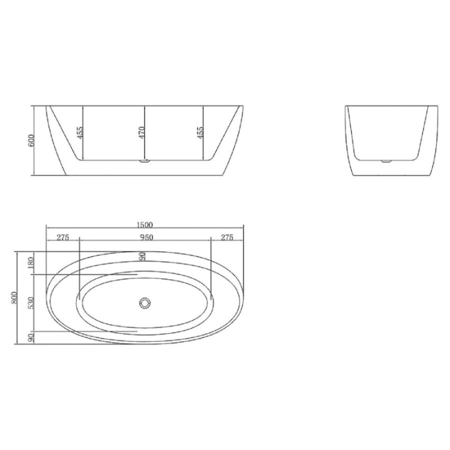 Ванна акриловая BelBagno BB404-1500-800, 150 х 80 см, белая