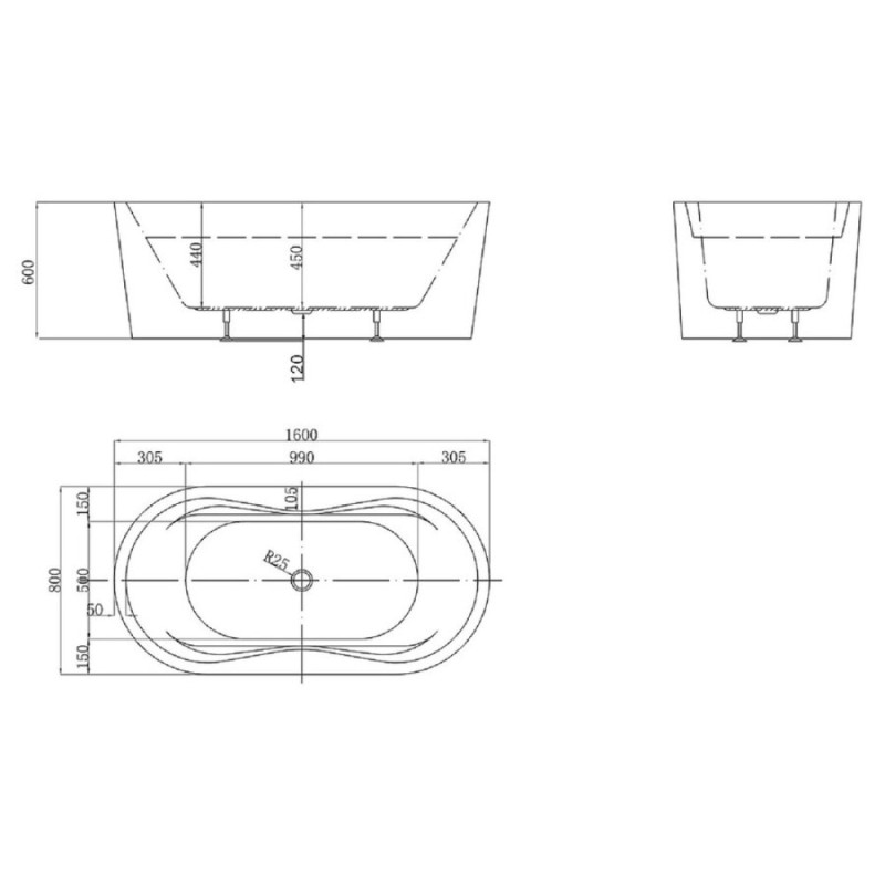 Ванна акриловая BelBagno BB407-1600-800, 160 х 80 см