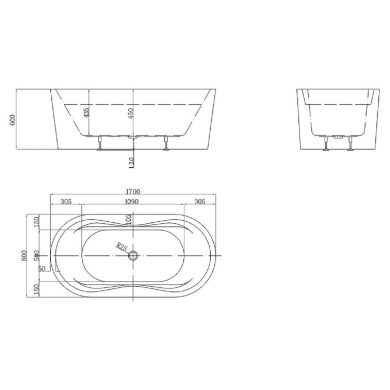 Ванна акриловая BelBagno BB407-1700-800, 170 х 80 см