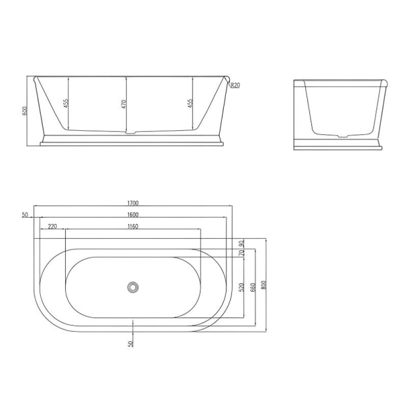 Ванна акриловая BelBagno BB408-1700-800, 170 х 80 см, слив-перелив в комплекте, белая