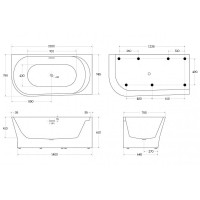 Ванна акриловая BelBagno BB410-1500-780-L/R, 150 х 80 см, слив-перелив в комплекте, белая