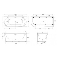 Ванна акриловая BelBagno BB410-1700-780-L/R, 170 х 80 см, слив-перелив в комплекте, белая