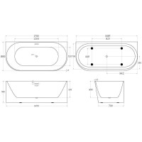 Ванна акриловая BelBagno BB412-1700-800, 170 х 80 см, слив-перелив в комплекте, белая