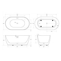 Ванна акриловая BelBagno BB413-1500-800, 150 х 80 см, слив-перелив в комплекте, белая