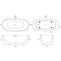 Ванна акриловая BelBagno BB415-1700-800, 170 х 80 см, слив-перелив в комплекте, белая
