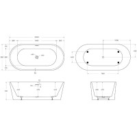 Ванна акриловая BelBagno BB416-2000-850, 200 х 85 см, слив-перелив в комплекте, белая
