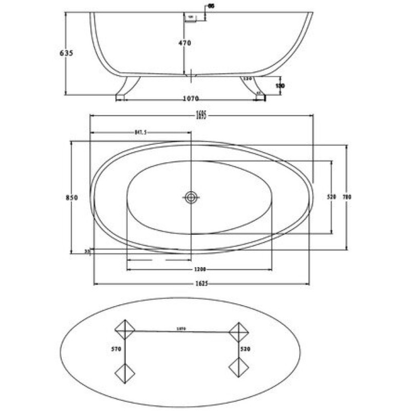 Ванна акриловая BelBagno BB42-1700 170 х 80 см, pearl