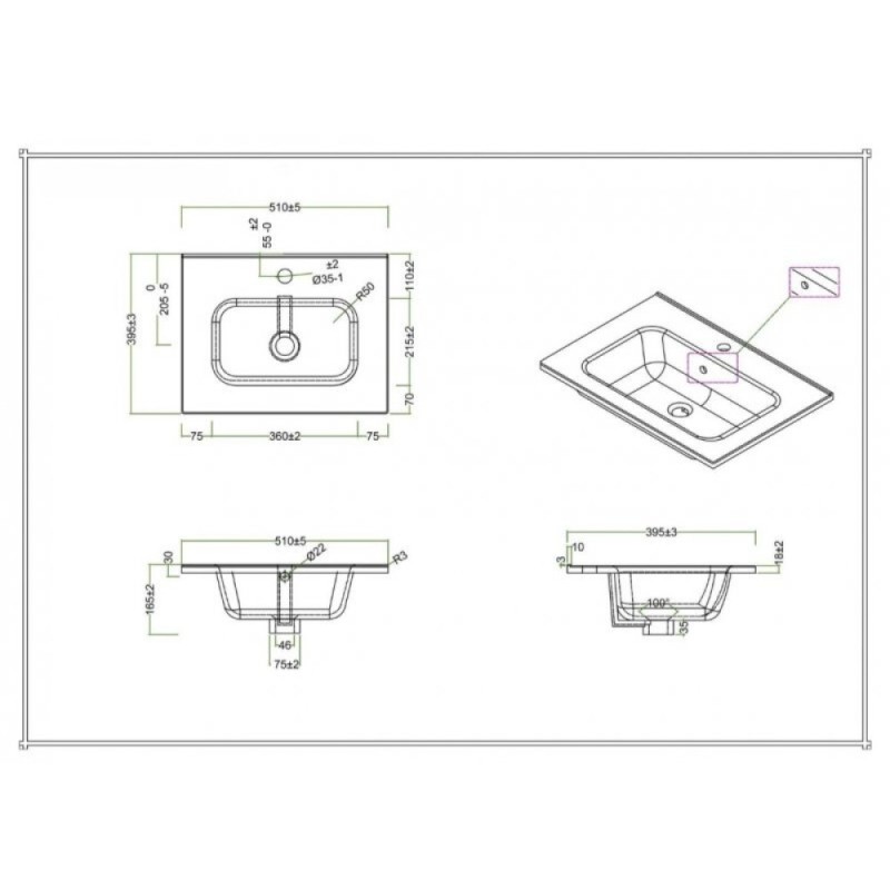 Раковина BelBagno BB500/390ETL 50, керамика, белая