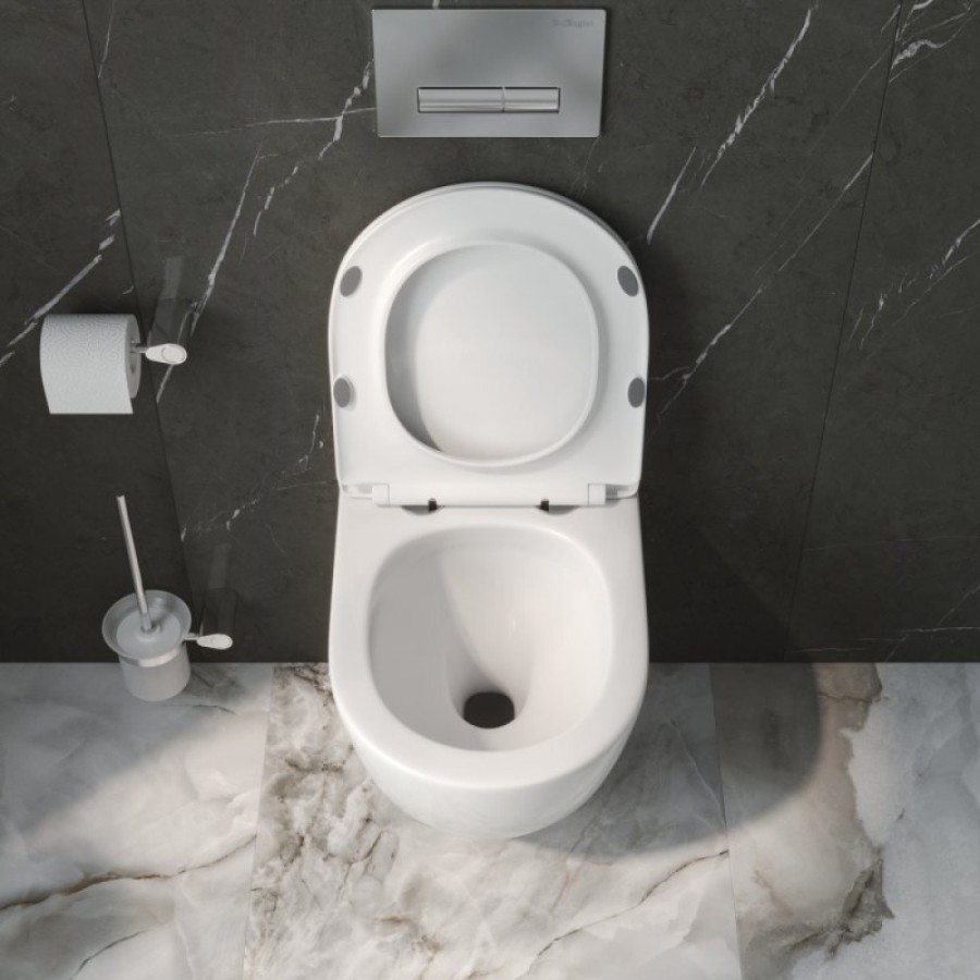 Унитаз BelBagno Uno BB5177CH-TOR/SC подвесной, безободковый, сиденье с микролифтом, белый