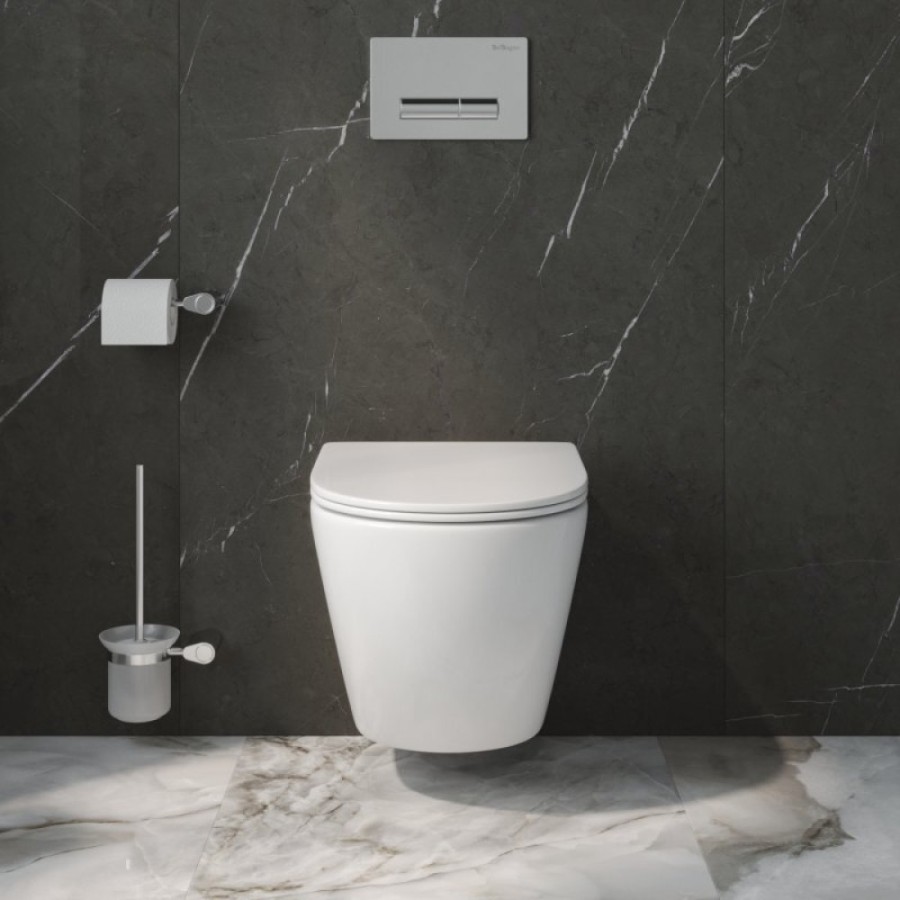 Унитаз BelBagno Uno BB5177CH-TOR/SC подвесной, безободковый, сиденье с микролифтом, белый