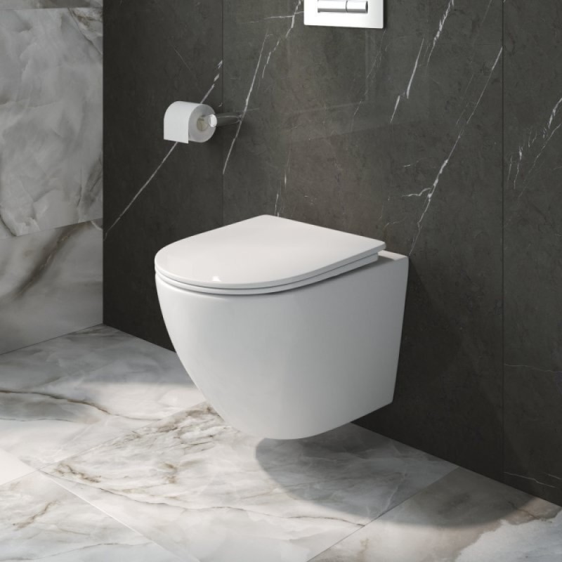 Унитаз BelBagno Uno BB5177CH-TOR/SC подвесной, безободковый, сиденье с микролифтом, белый