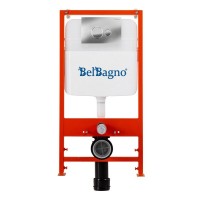Инсталляция BelBagno с унитазом BelBagno Uno-Tor BB5177CH-TOR/SC/BB026/BB081CR, сиденье микролифт, клавиша смыва хром, белый, 3 в 1