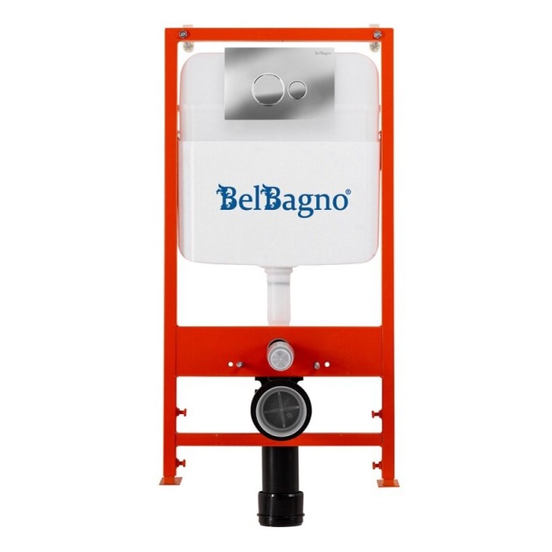 Инсталляция BelBagno с унитазом BelBagno Uno-Tor BB5177CH-TOR/SC/BB026/BB081CR, сиденье микролифт, клавиша смыва хром, белый, 3 в 1