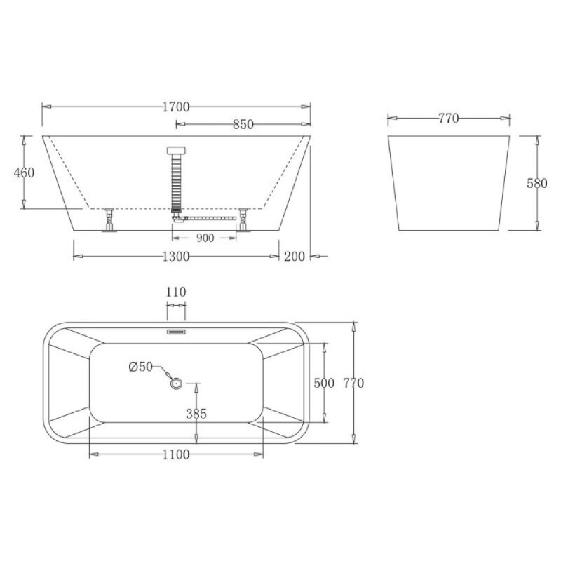 Ванна акриловая BelBagno BB60-1700-800, 170 х 80 см