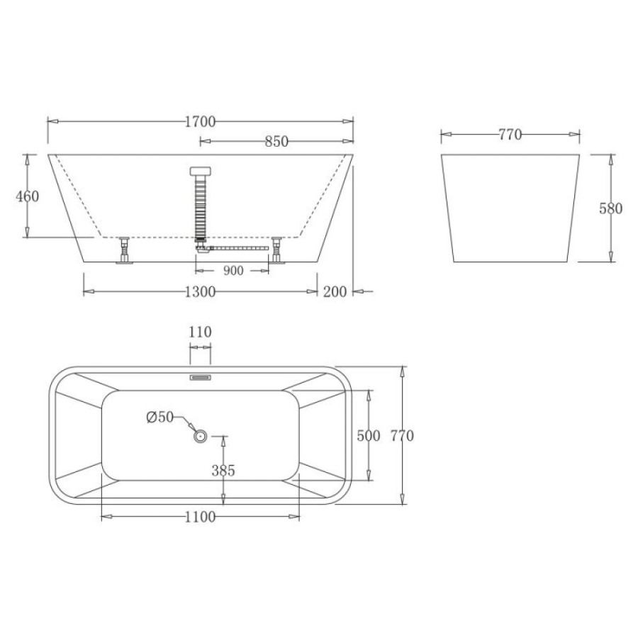 Ванна акриловая BelBagno BB60-1700-800, 170 х 80 см