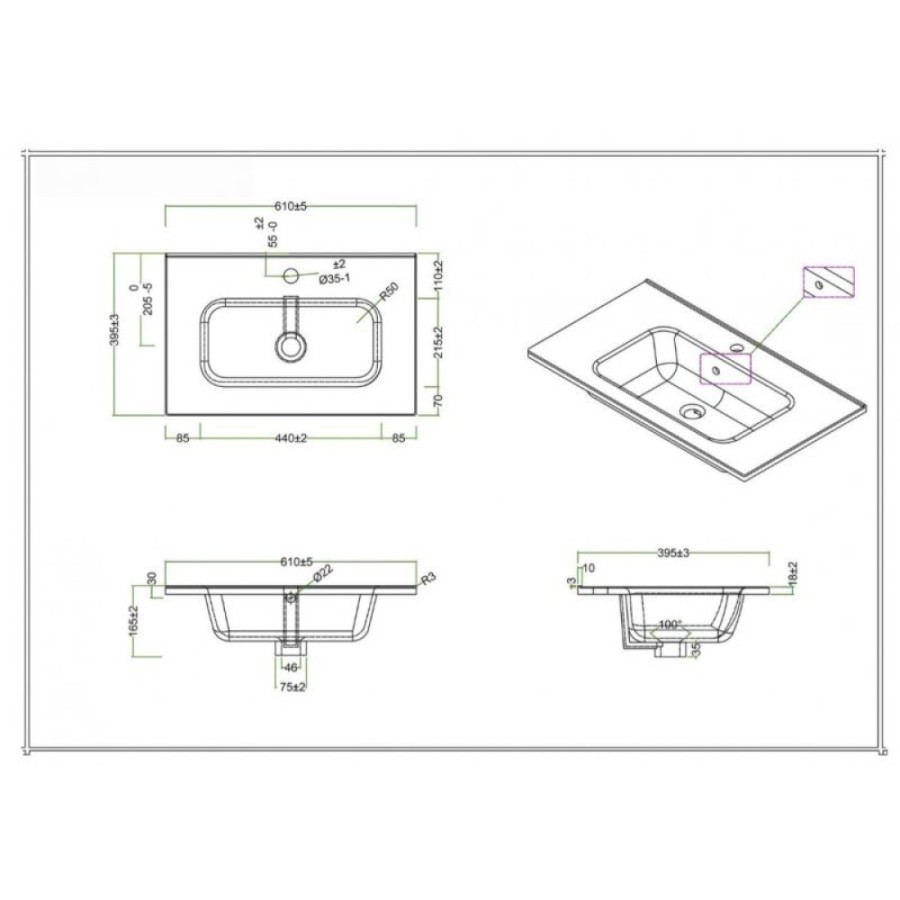 Раковина BelBagno BB600/390ETL 60 см, керамика, белая