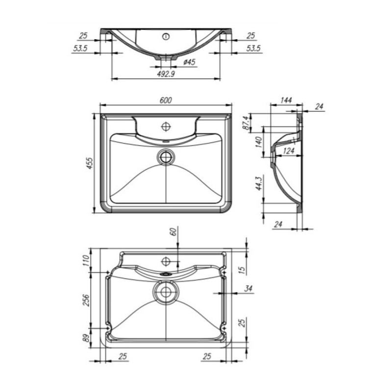 Раковина Belbagno Albano BB600/455-LV-MR-ALR 60 см, белая