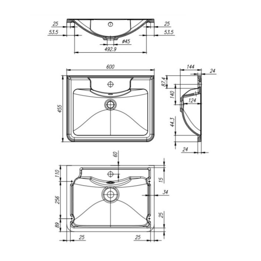Раковина Belbagno Albano BB600/455-LV-MR-ALR 60 см, белая