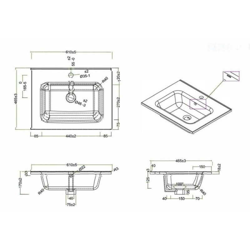 Раковина BelBagno Leticia, 60 см, BB600ETL