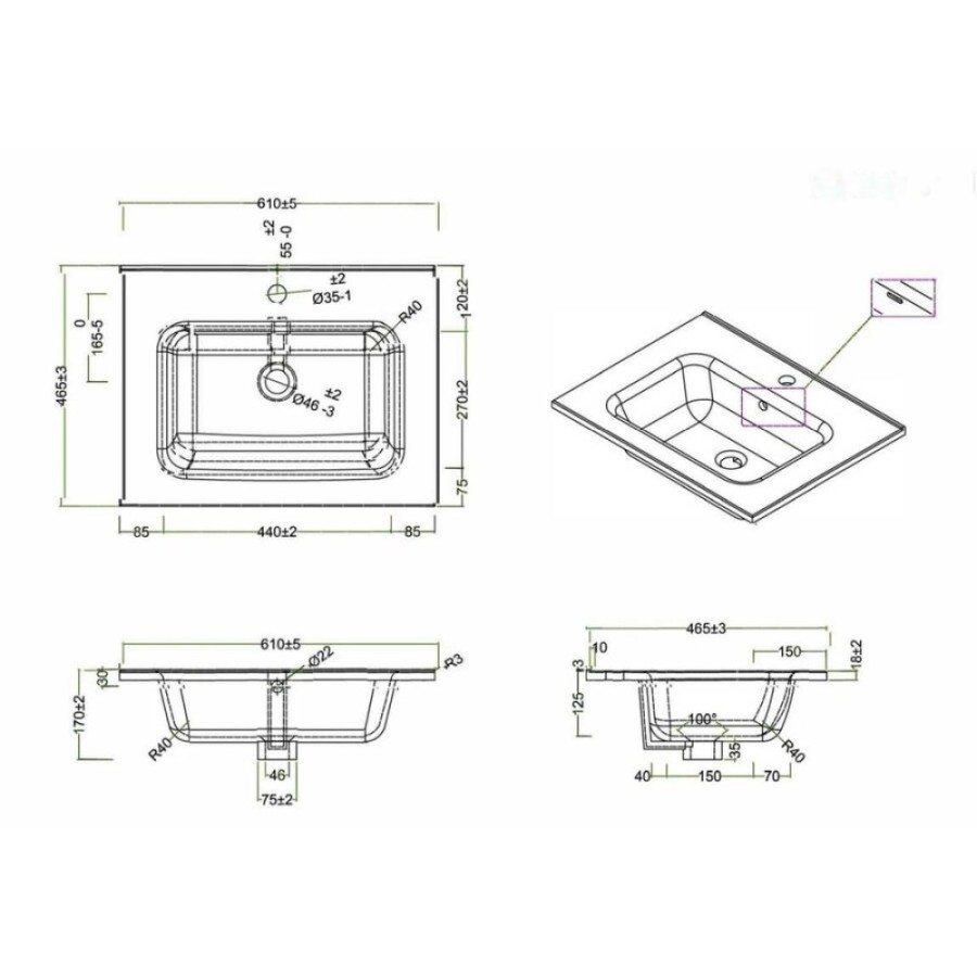 Раковина BelBagno Leticia, 60 см, BB600ETL