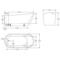 Ванна акриловая BelBagno 170 х 75 см, BB62-1700-W0