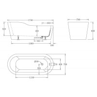 Ванна акриловая BelBagno BB65-1750, 175 х 80 см, белая