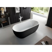 Ванна акриловая BelBagno 150 х 80 x 60 см, внешняя часть черная матовая, BB70-1500-800-W/NM
