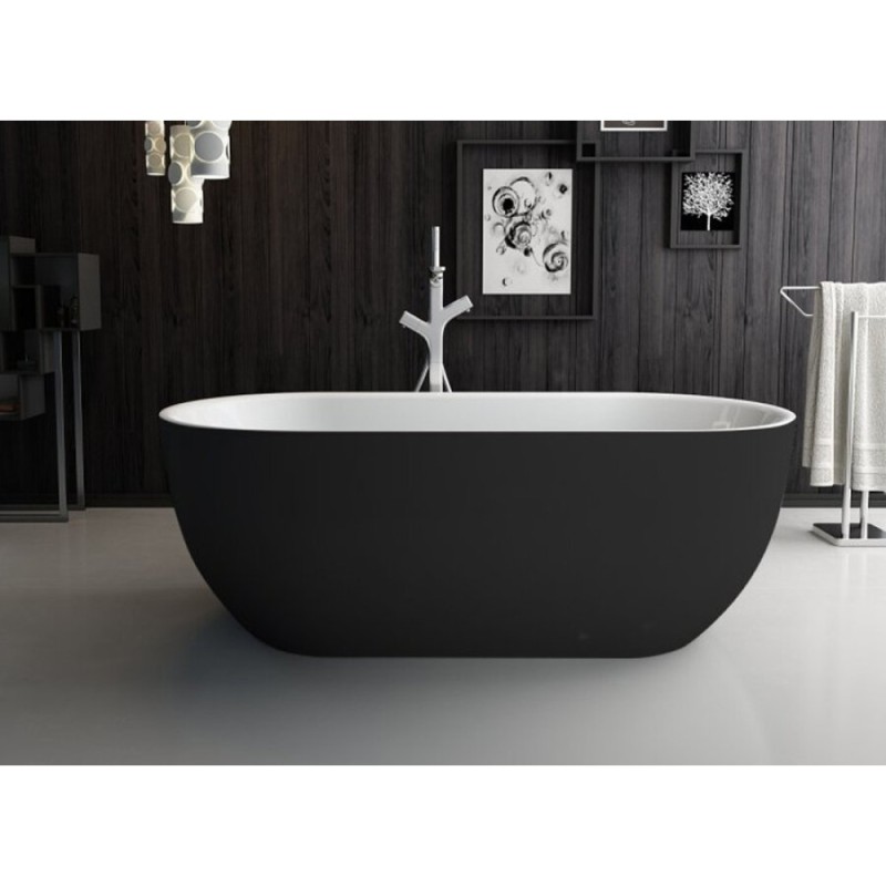 Ванна акриловая BelBagno 150 х 80 x 60 см, внешняя часть черная матовая, BB70-1500-800-W/NM