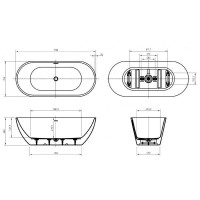 Ванна акриловая BelBagno BB701-1700-750-K, 170 х 75 см, слив-перелив в комплекте, белая