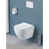 Подвесной унитаз BelBagno Marino-Tor BB7026CH-TOR/SC, безободковый, смыв Tornado, сиденье микролифт, белый