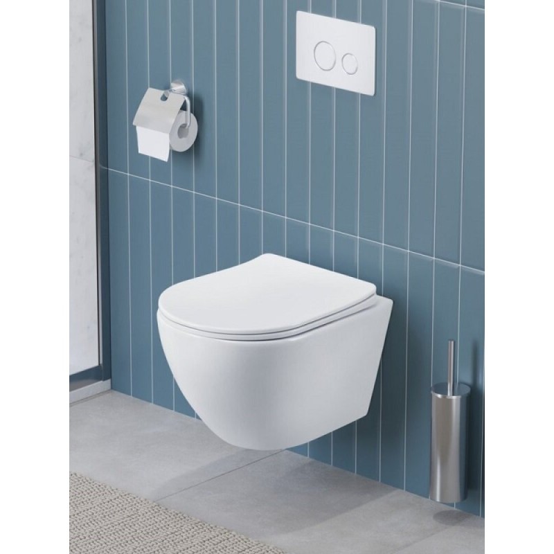 Подвесной унитаз BelBagno Marino-Tor BB7026CH-TOR/SC, безободковый, смыв Tornado, сиденье микролифт, белый