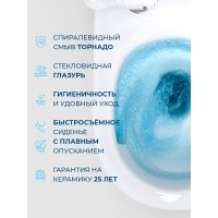 Подвесной унитаз BelBagno Marino-Tor BB7026CH-TOR/SC, безободковый, смыв Tornado, сиденье микролифт, белый